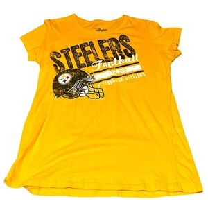 4 for $20 Steelers yellow football ladies t shirt size large L